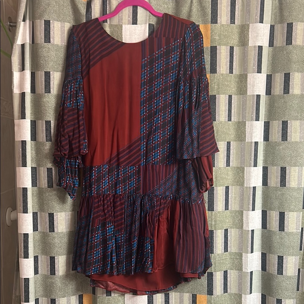 Zara Red and Blue Plaid Mini Dress